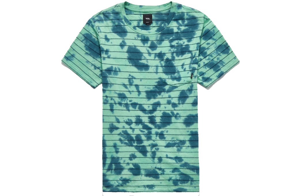 Vans Tie-Dyed Checkered Striped Tee Jade Green T Shirt