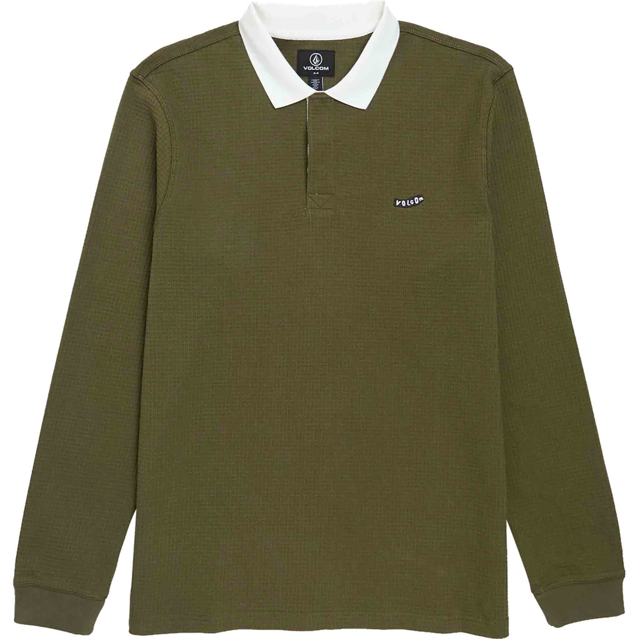Volcom Curbstone Long Sleeve Polo Shirt Sage Leaf T Shirt