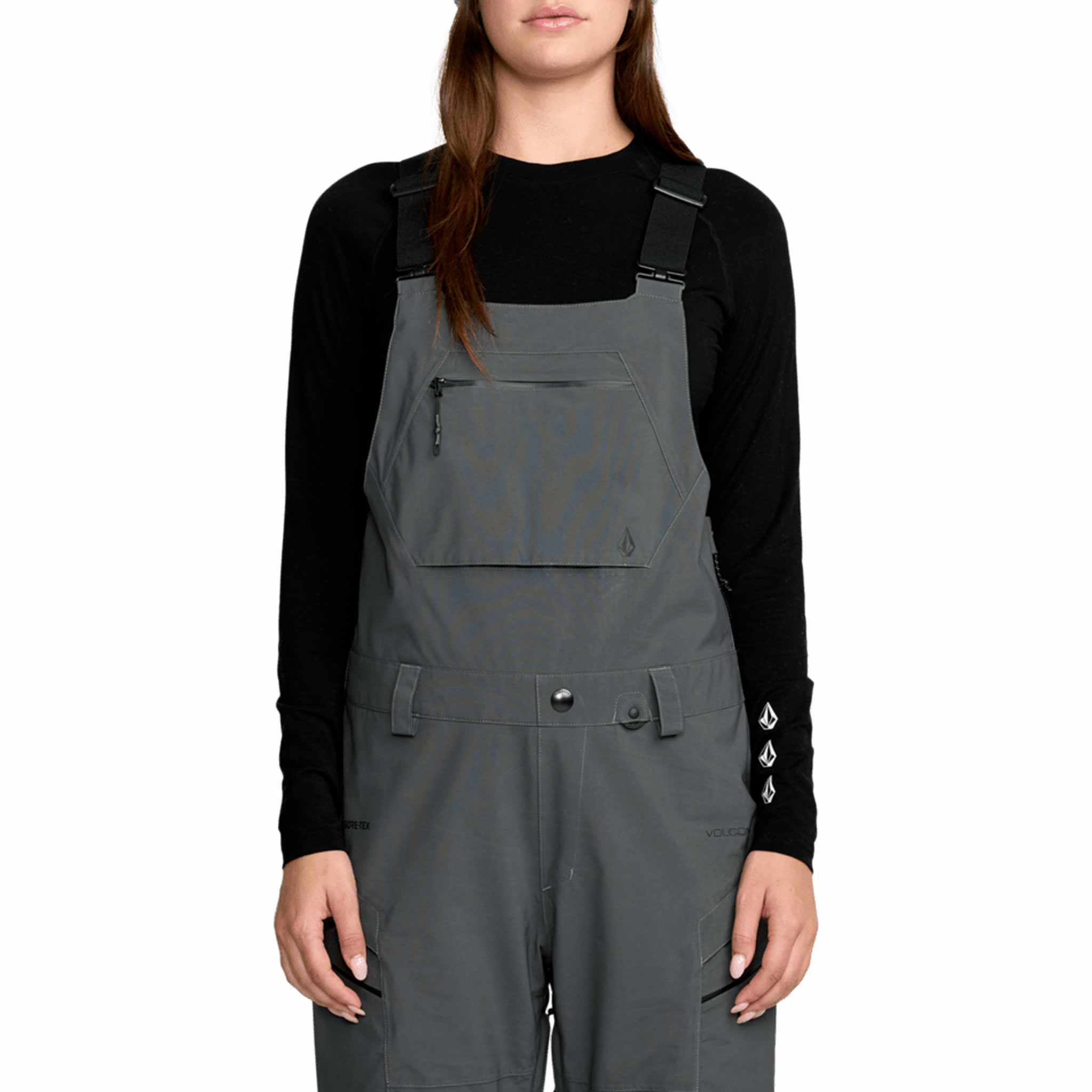 Volcom Womens Ash Stretch Gore Bib Overall Dark Grey 2026 Womens Snowboard Pants