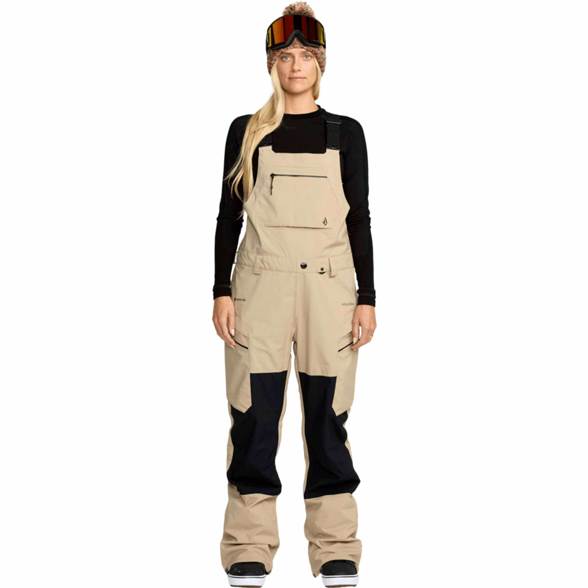 Volcom Womens Ash Stretch Gore Bib Overall Oatmeal 2026 Womens Snowboard Pants