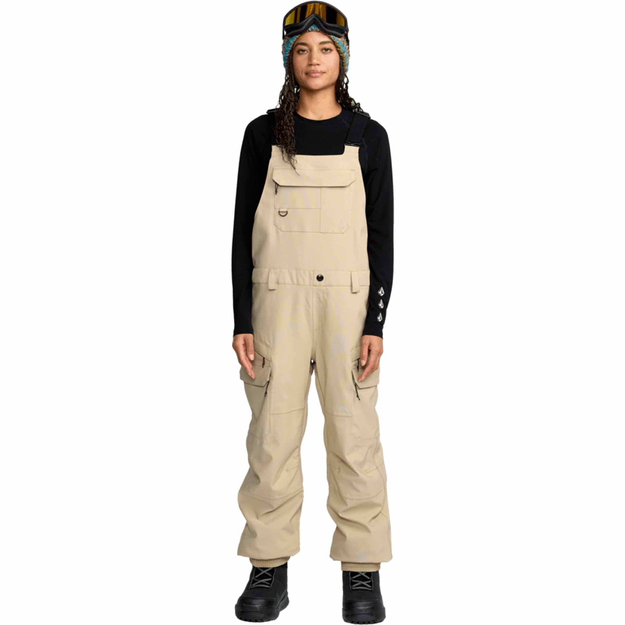 Volcom Womens Creston 3D Stretch Bib Overall Oatmeal 2026 Womens Snowboard Pants