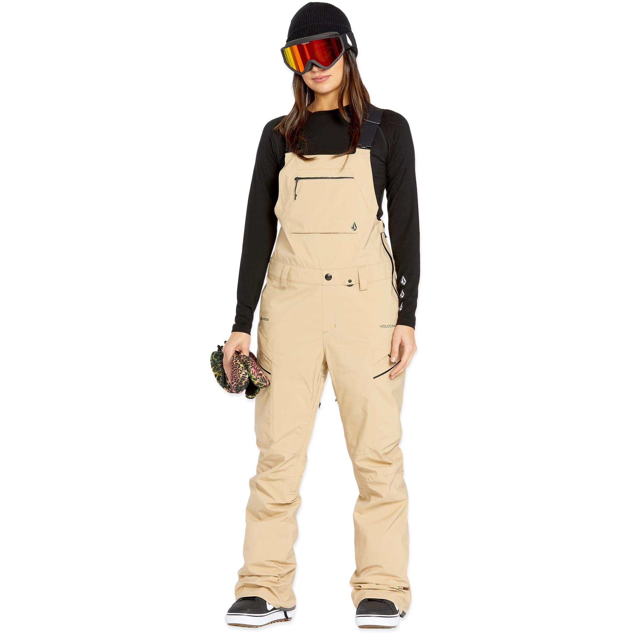 Volcom Womens Elm Stretch Gore Bib Overall Sand 2025 – Sanction