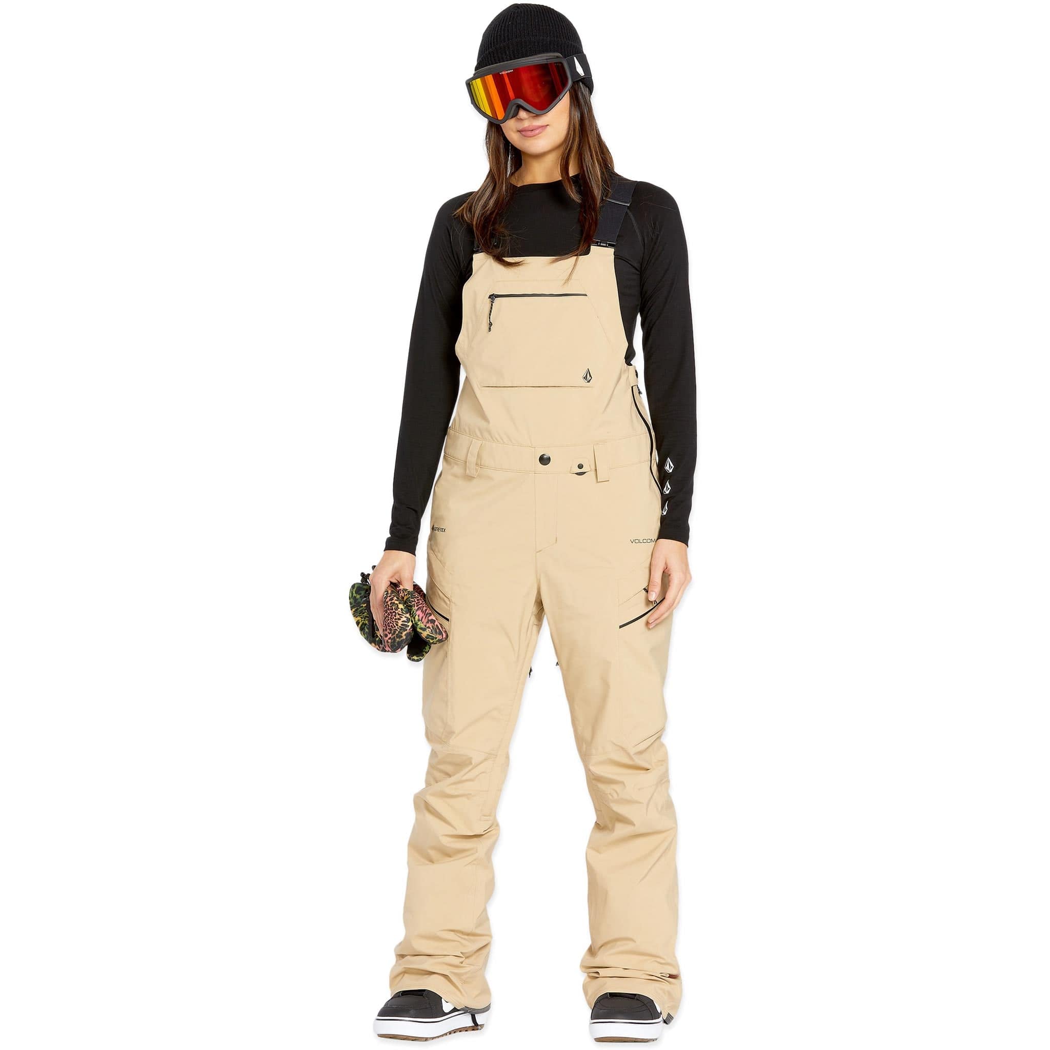 Volcom Womens Elm Stretch Gore Bib Overall Sand 2025 Womens Snowboard Pants