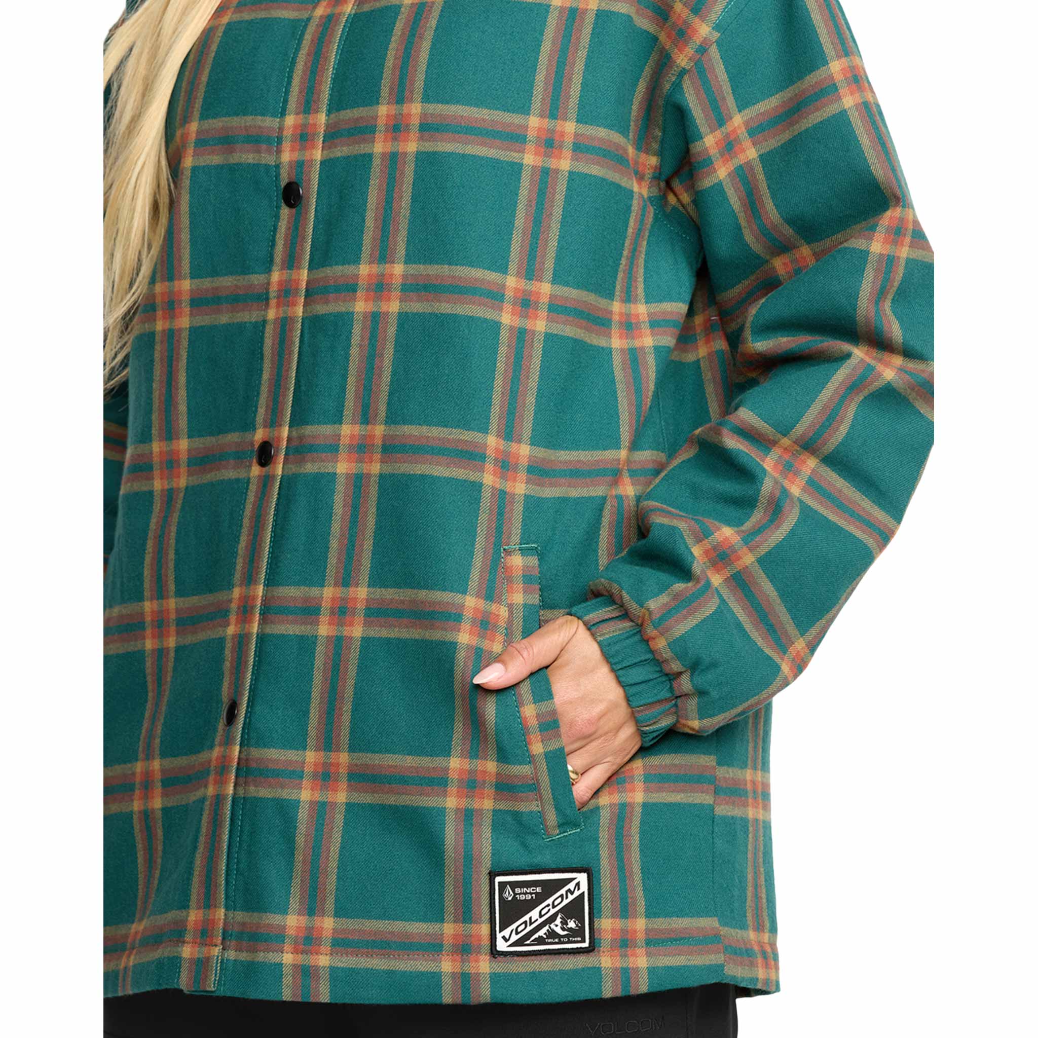 Volcom Womens Insulated Riding Flannel Jacket Atlantic Deep 2026 Casual Jackets