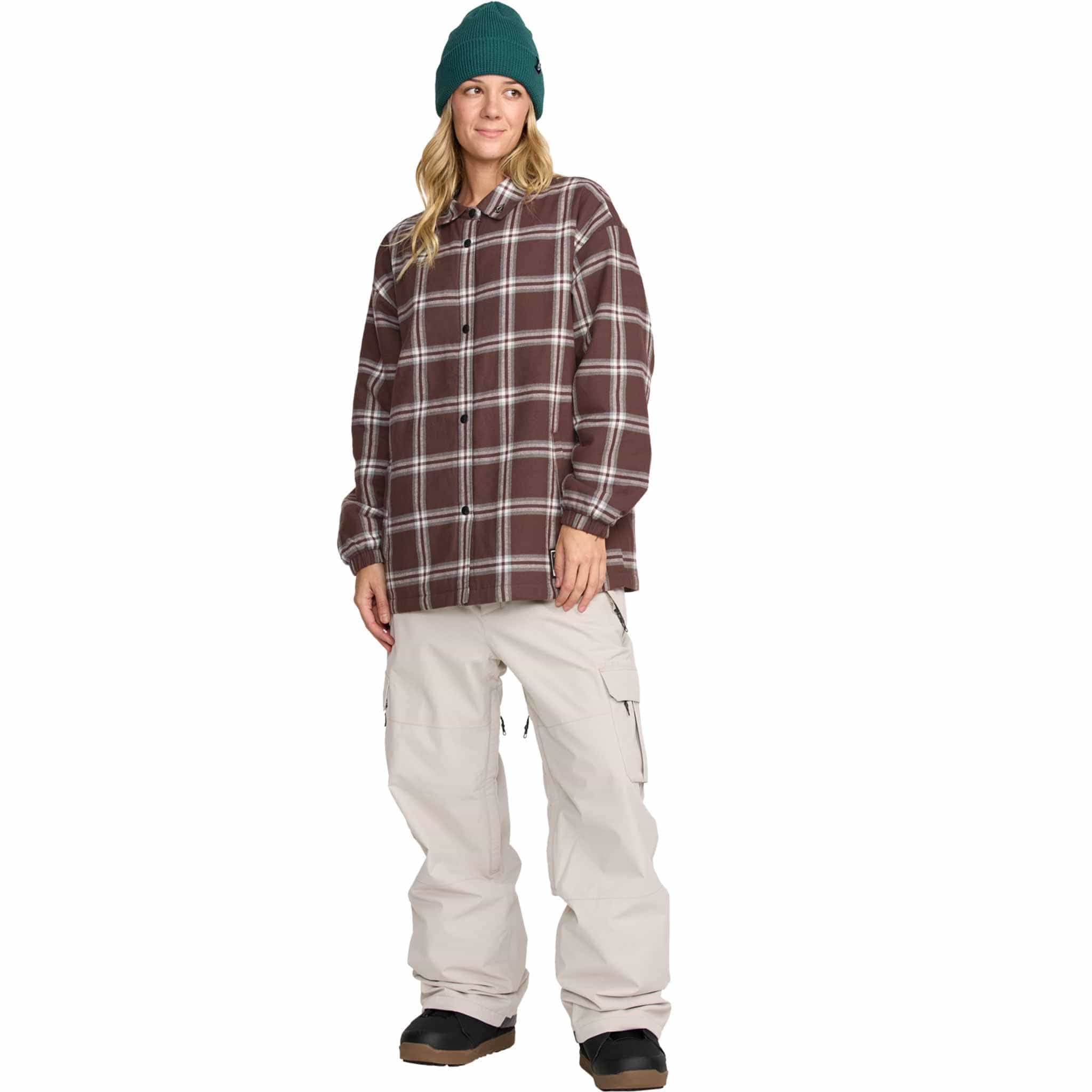 Volcom Womens Insulated Riding Flannel Jacket Oxblood 2026 Casual Jackets