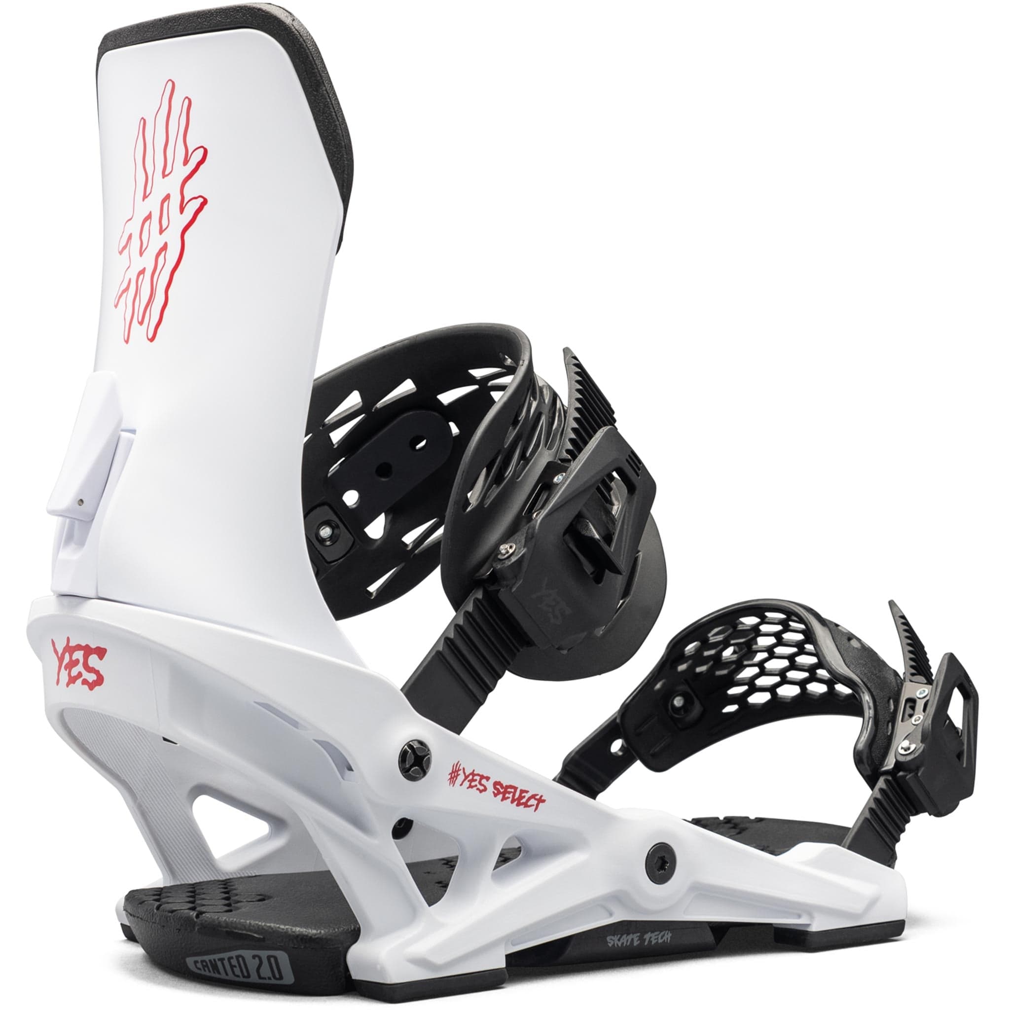 Yes Select Snowboard Binding White Red 2025 Mens Bindings